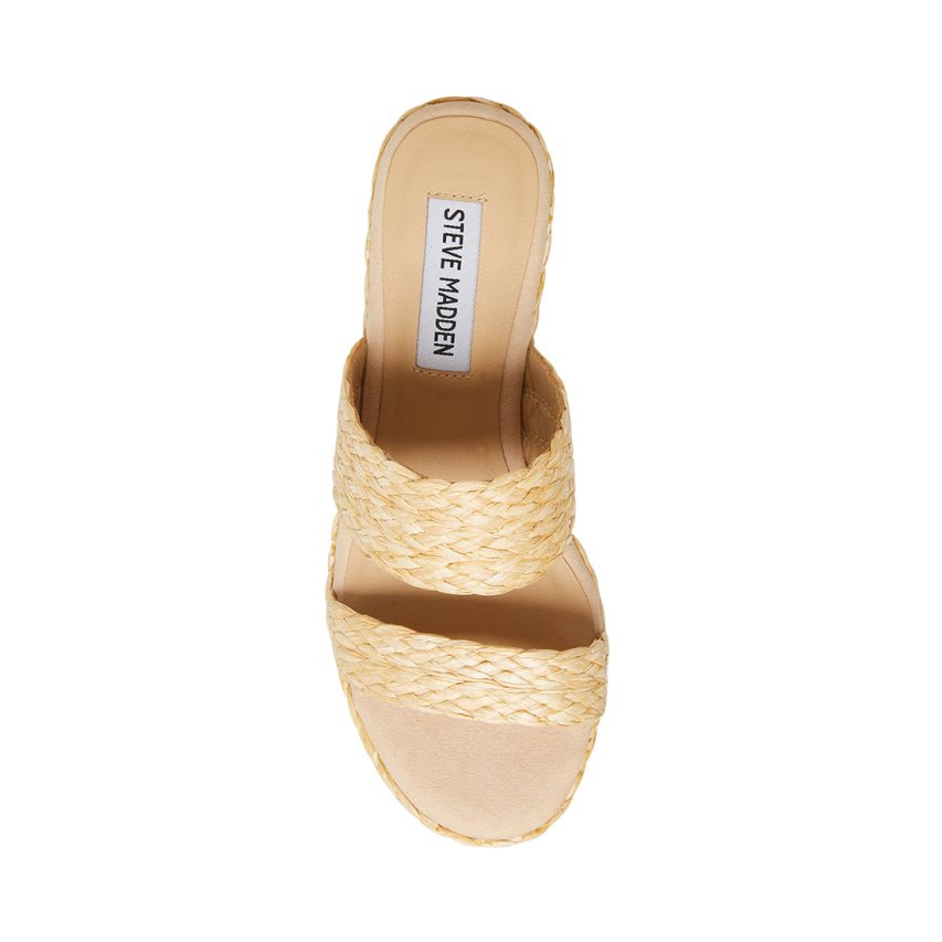 Zapatos Cuña Steve Madden Jane Natural Raffia Mujer Beige | ES TK9S16